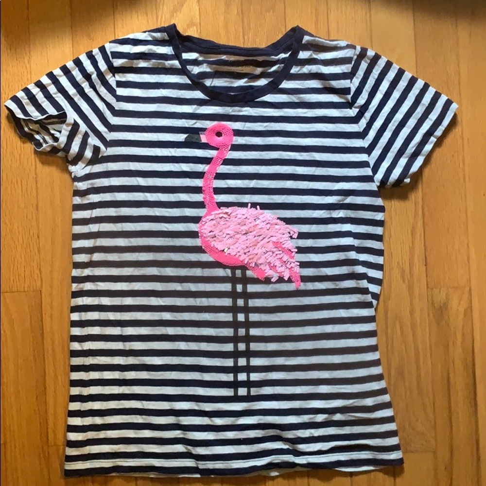 JCrew Collector Tee with sequin flamingo
